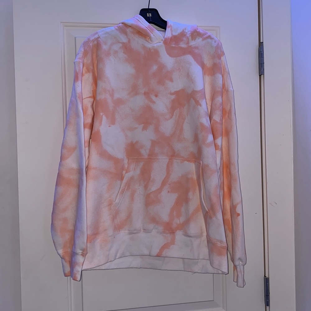 Peach tie dye oversized hoodie